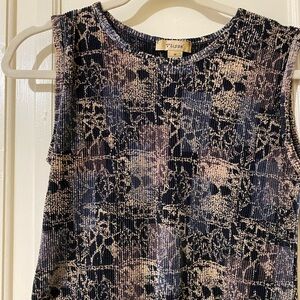 by Design Navy and Beige Printed Sleeveless Top